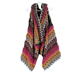 Women’s Handmade‎ Crochet Knit Colorful Wrap Boho Hippie Gypsy Lagenlook Shawl